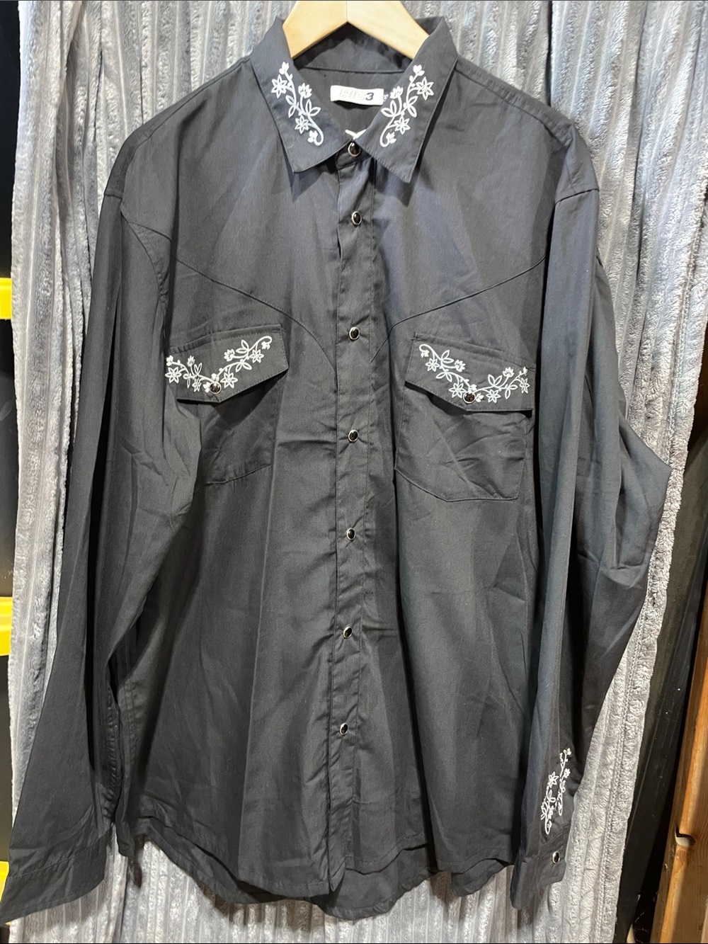 Black Western Embroidered Snap Shirt